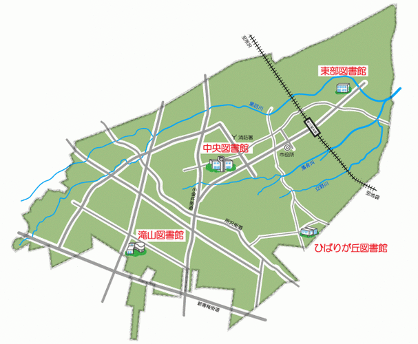 図書館の位置を示した地図