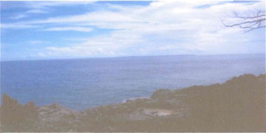 アンガウル島から北方10kmにあるペリリュウ島の写真