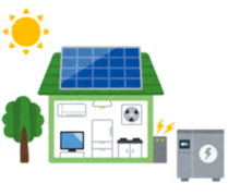 太陽光発電や蓄電池のイラスト